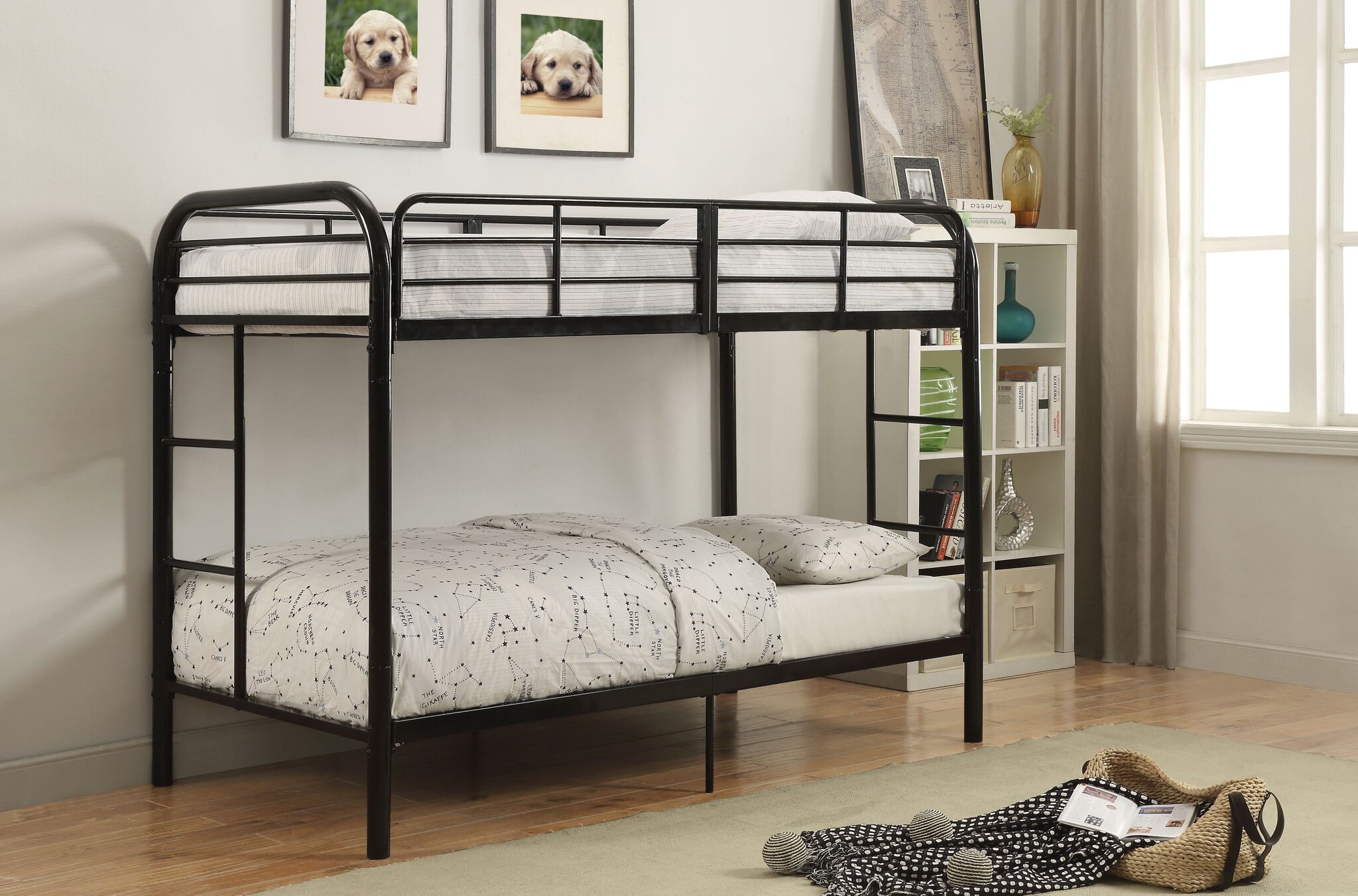 Thomas Twin Size Bunk Bed In Black, Twin Size Bunk Beds