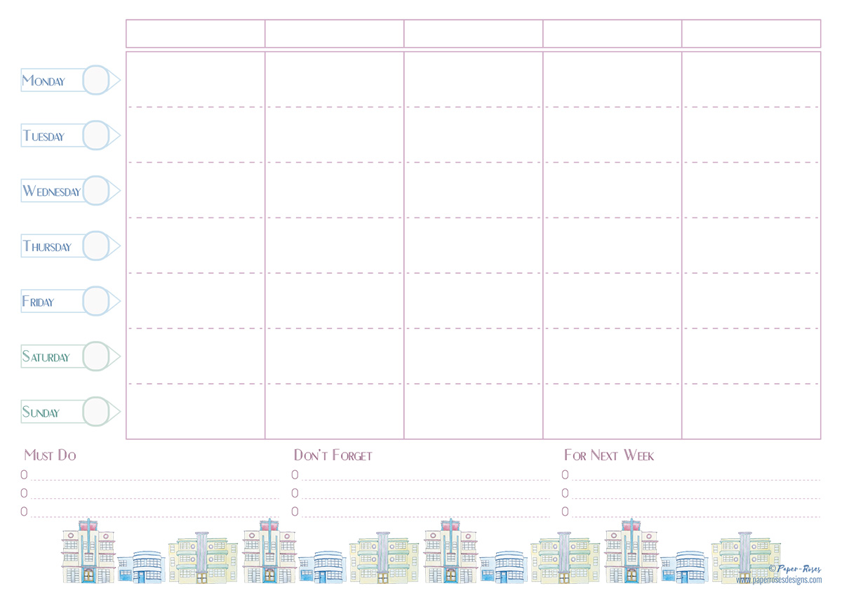 Paper-Roses | Art Deco houses family planner (A4)