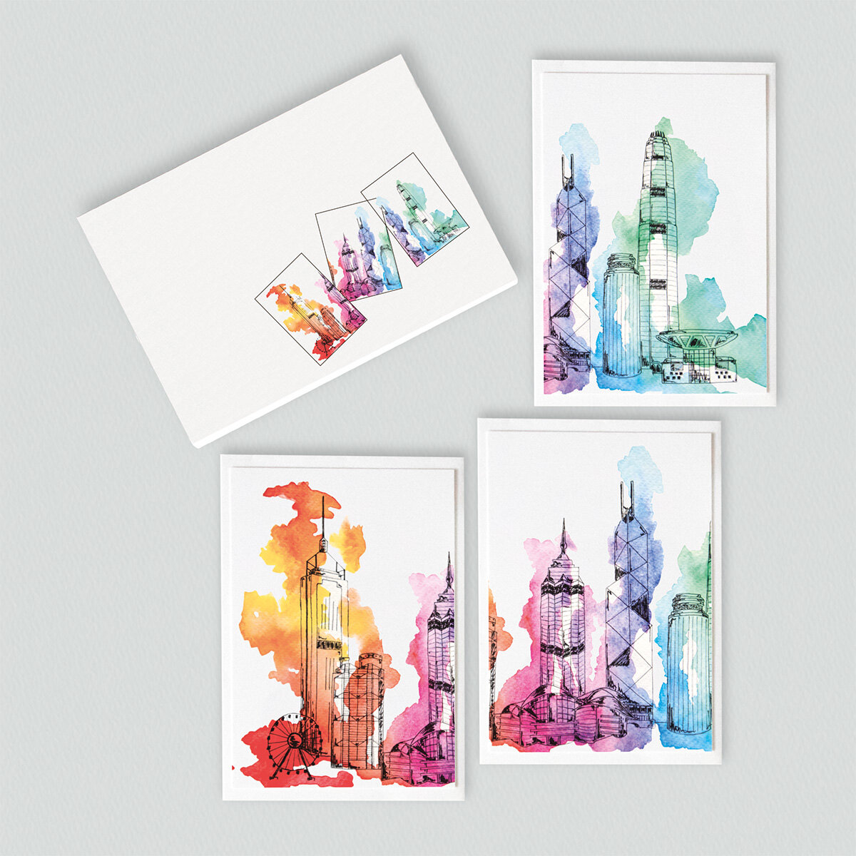 Paper-Roses | Gifts &amp; Goodies | Hong Kong skyline note card gift set