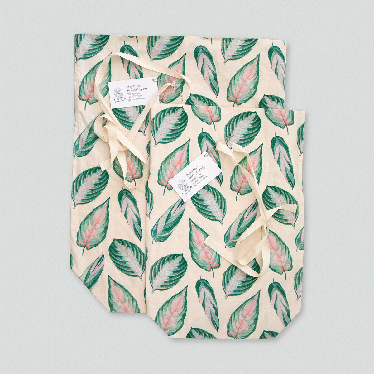Paper-Roses | Wrap &amp; Tags | Variegated leaves reusable gift wrap bags