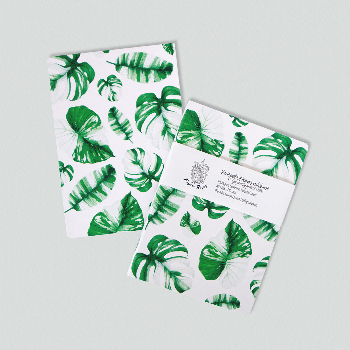 Paper-Roses | Gifts &amp; Goodies | Variegated leaves (gorgeously green and white) notebook