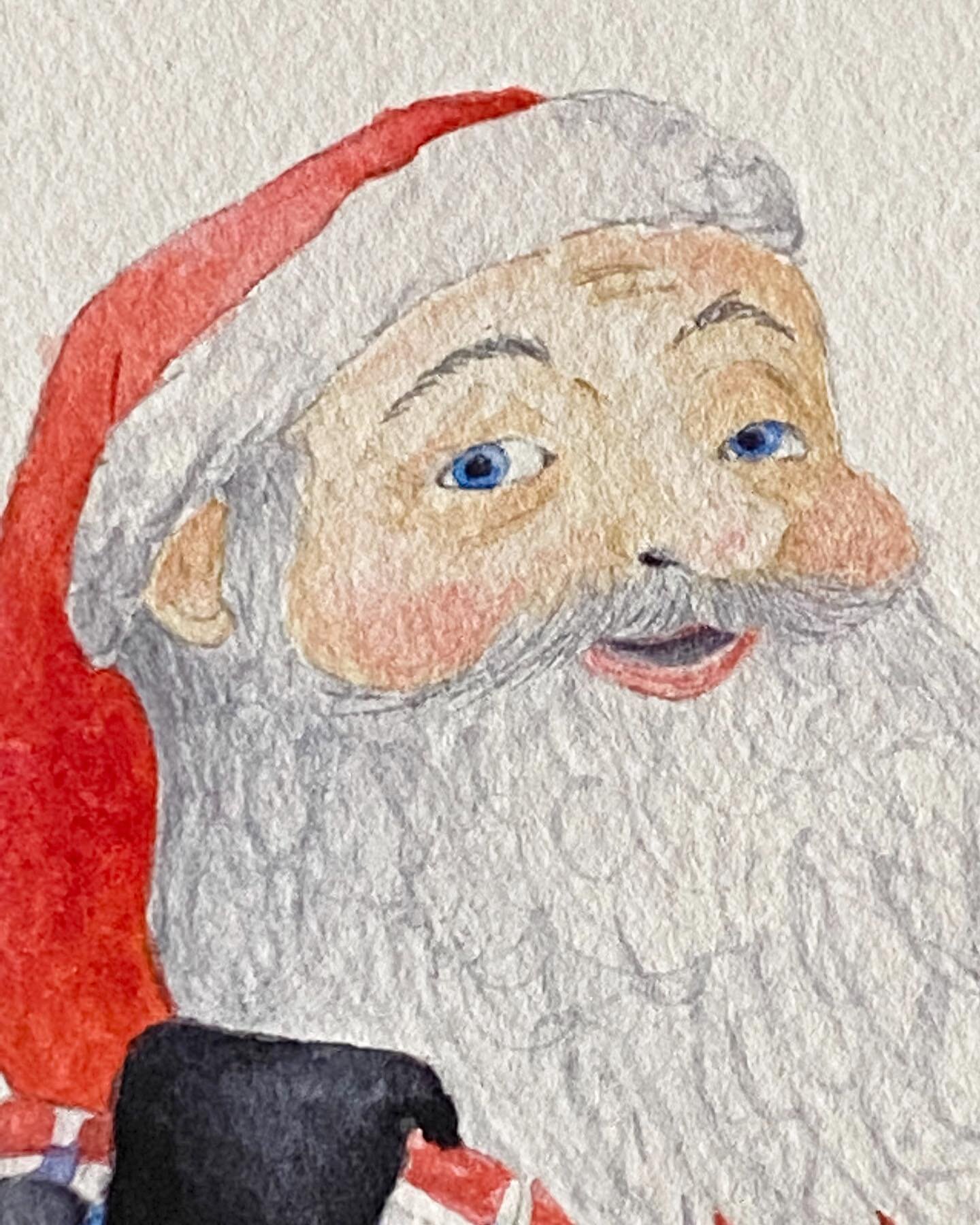 I&rsquo;ve been painting this happy chappy today - thinking he&rsquo;ll feature on one of this year&rsquo;s Christmas cards - but when I showed him to Mrs Paper-Roses Senior (aka my mum), she was worried he looked a little tired&hellip;and now I just