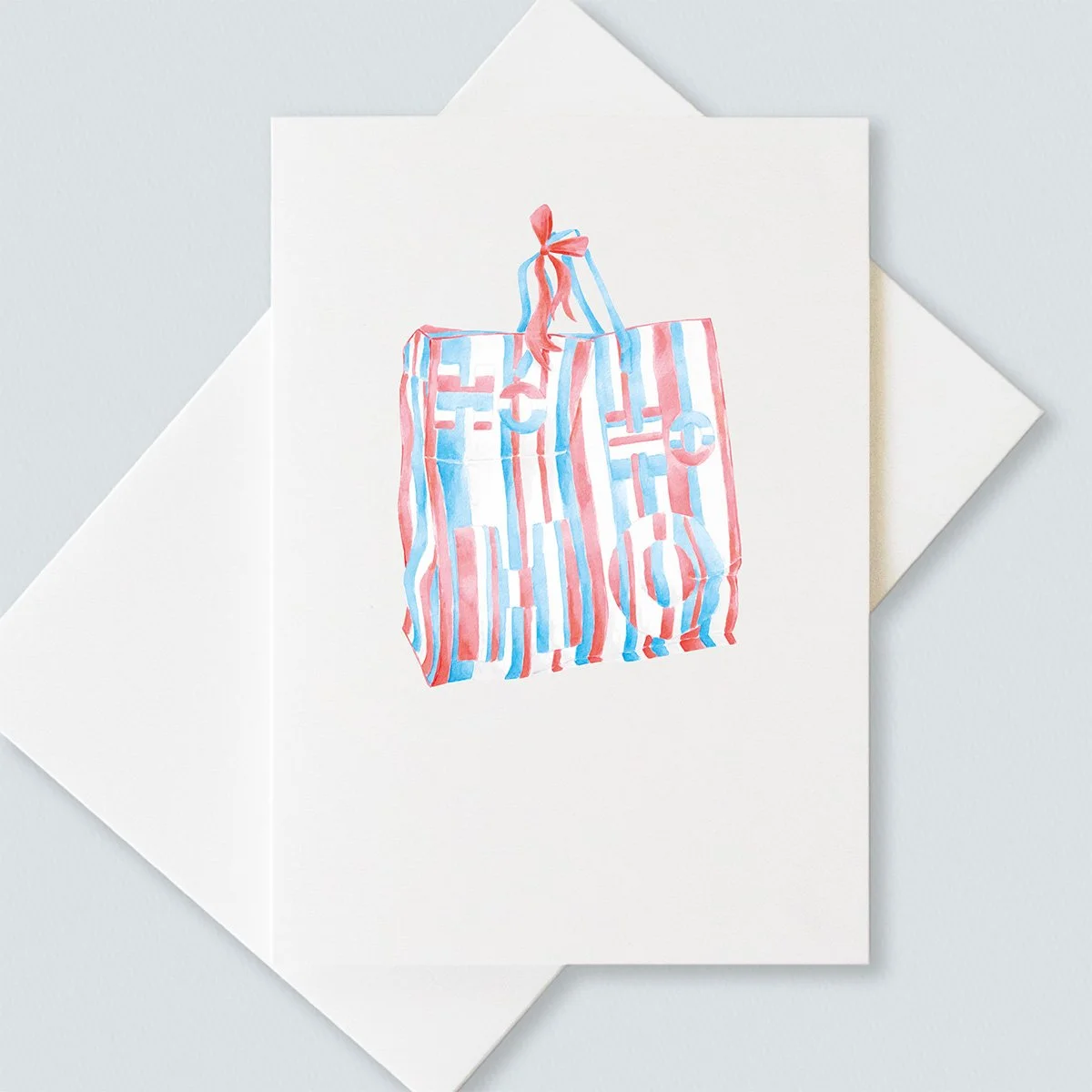 Paper-Roses | Greetings cards | Red, white, blue "Ho ho ho" amah bag greetings card with matching envelope