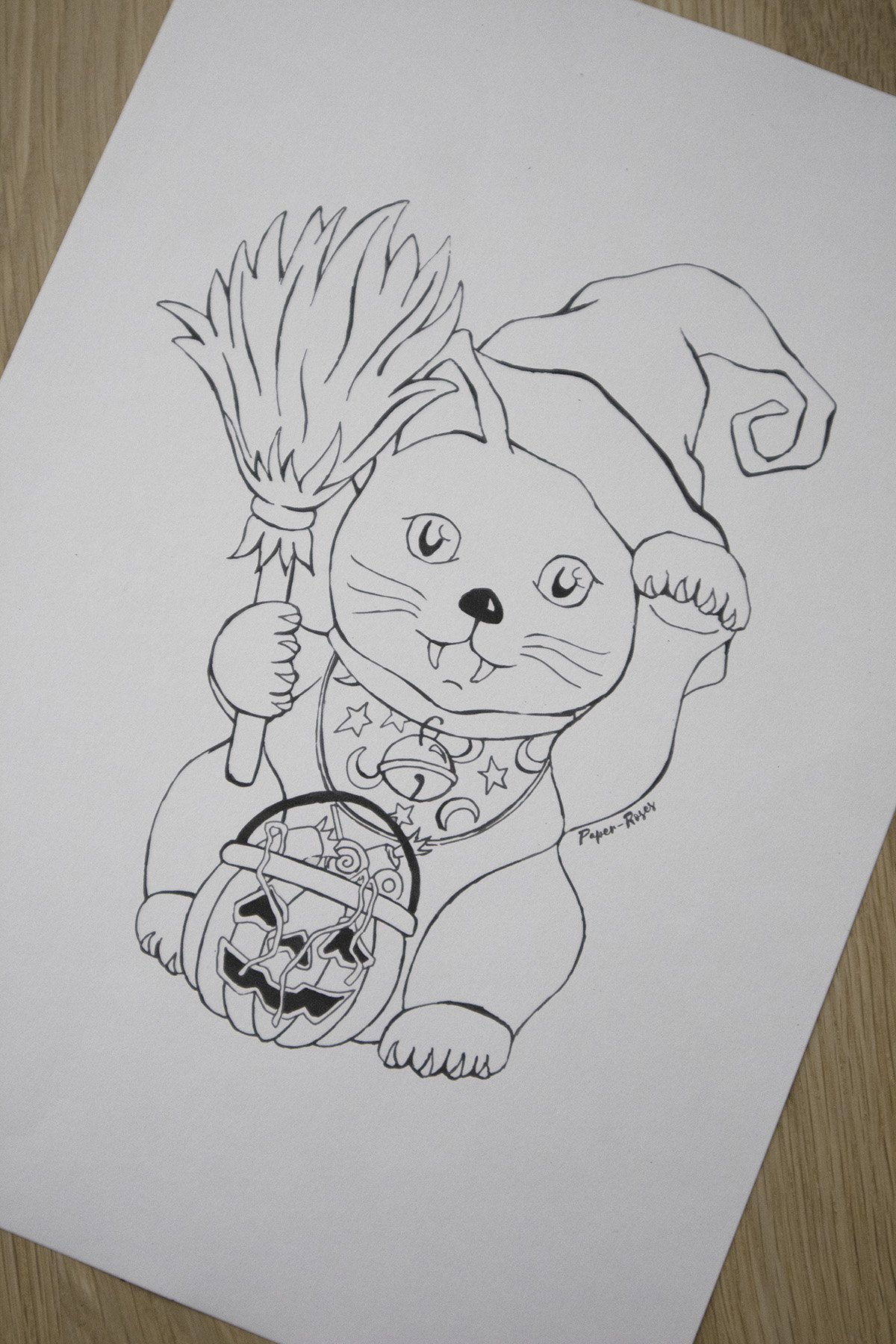 Paper-Roses | Halloween colouring pages | Witchycat