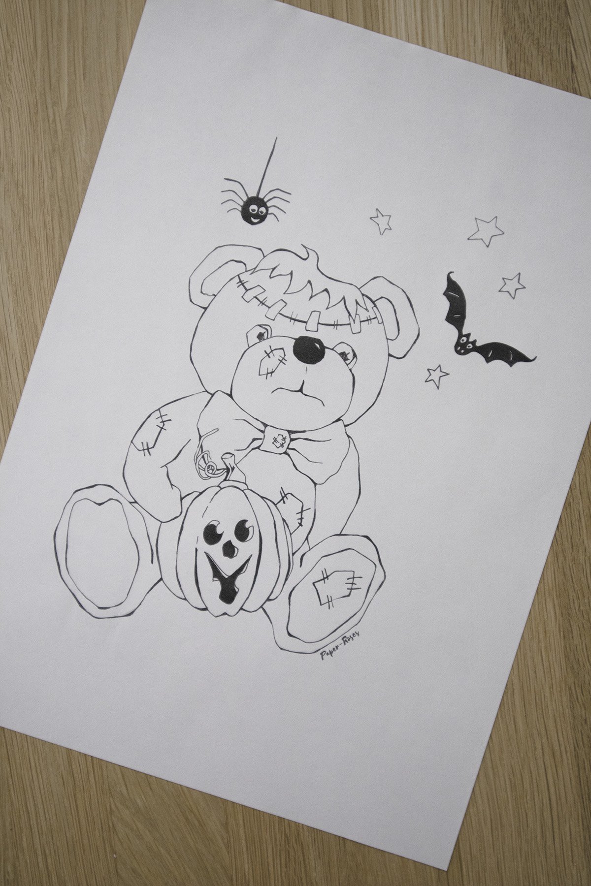 Paper-Roses | Halloween colouring pages | Frankenteddy
