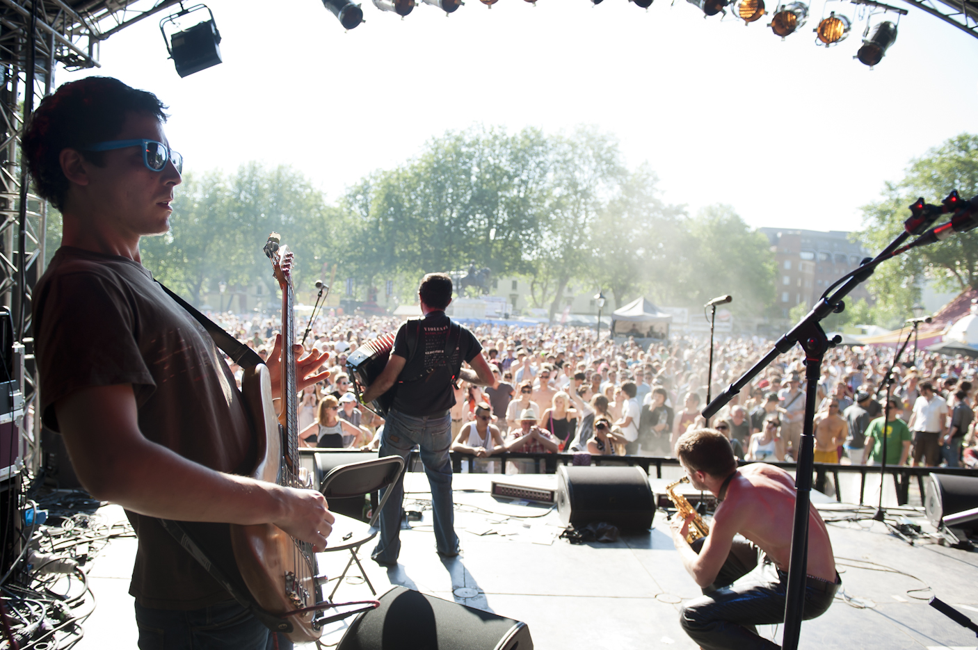  on stage with the "Magic Tombolinos", Bristol 2013 