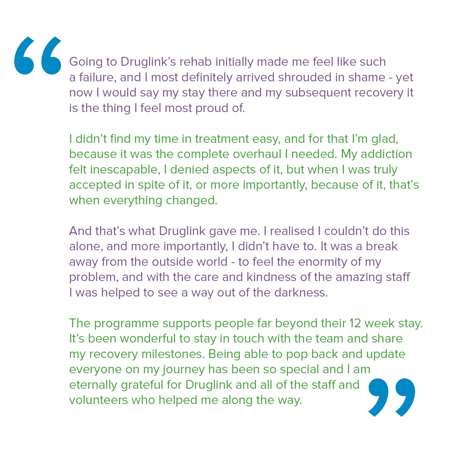 Fantastic feedback from one of our rehab clients 💜💙💚