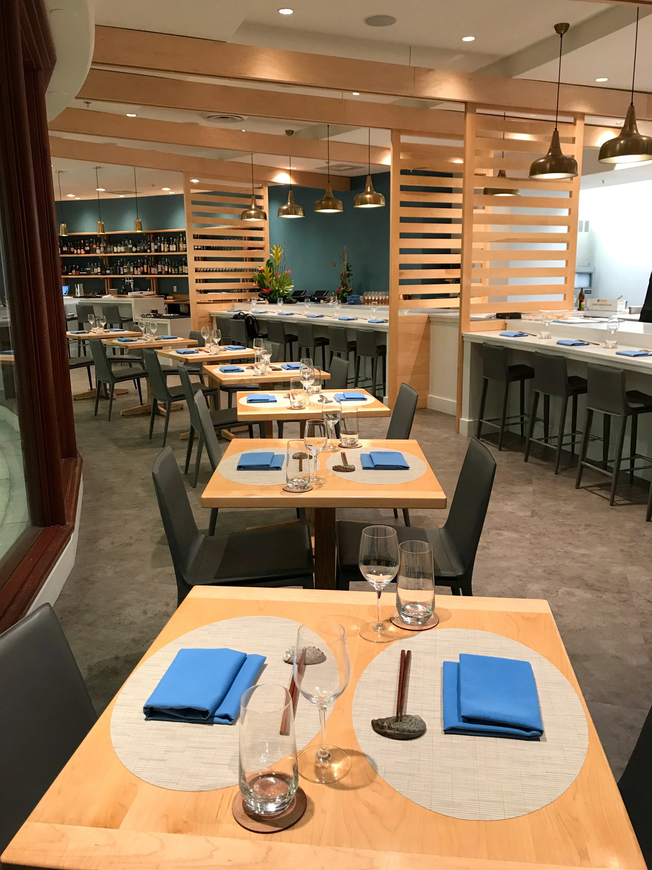 Dining room (up to 14 seats - we can accommodate up to 26 seats by using a mix of tables) and chef's counter (up to 10 seats) Outdoor seating - up to 22, seated, or 30, cocktail-style. Enjoy a completely private event and reserve the entire restaurant (seats up to 50 guests).
