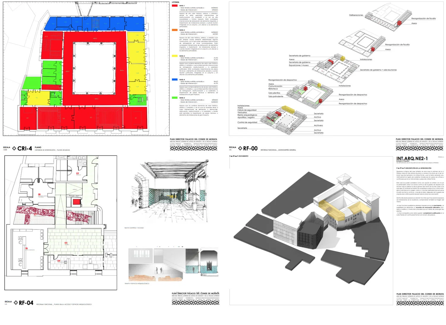 The redaction of the Plan and the management of the huge documentation needed a specific methodology, because it is a building currently in use, and with series of particulatities. The method is based in a general structure that deals about the palace´s yesterday, today, and tomorrow, in other words, the antecedents, currently status, and future interventions wich will need to mantain its arhitectonical values. new Master Plan was redacted recently for the palace, with the main purpose of its refurbishment. It is conformed as a complex and multidisciplinary document, attending to the exceptionallity of the historical-artistical circunstances of the monument. The Plan contains documentary and technical aspects to increase de knowledgement of the building, a functional study, and a frame in wich include all the future interventions.