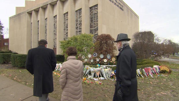 Figure 4 Memorials to the 11 victims of the mass shooting of the Tree of Life synagogue, Pittsburg on November 4, 2018.