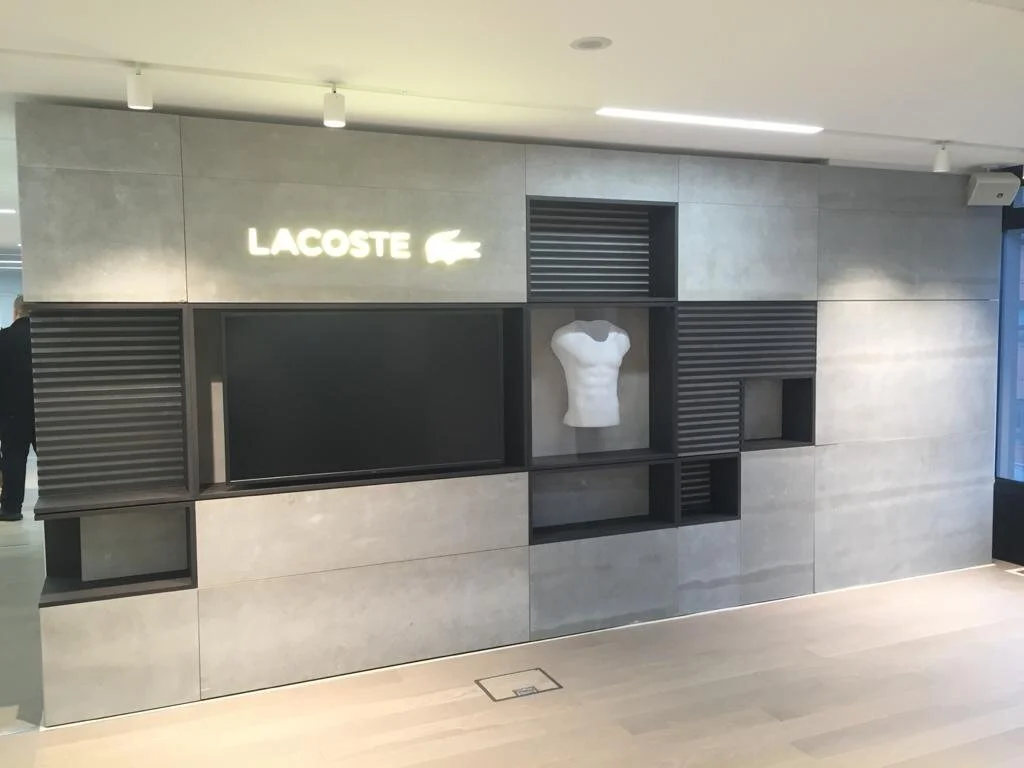 Lacoste UK HQ office entrance detail - project management, quantity surveying and cdm services