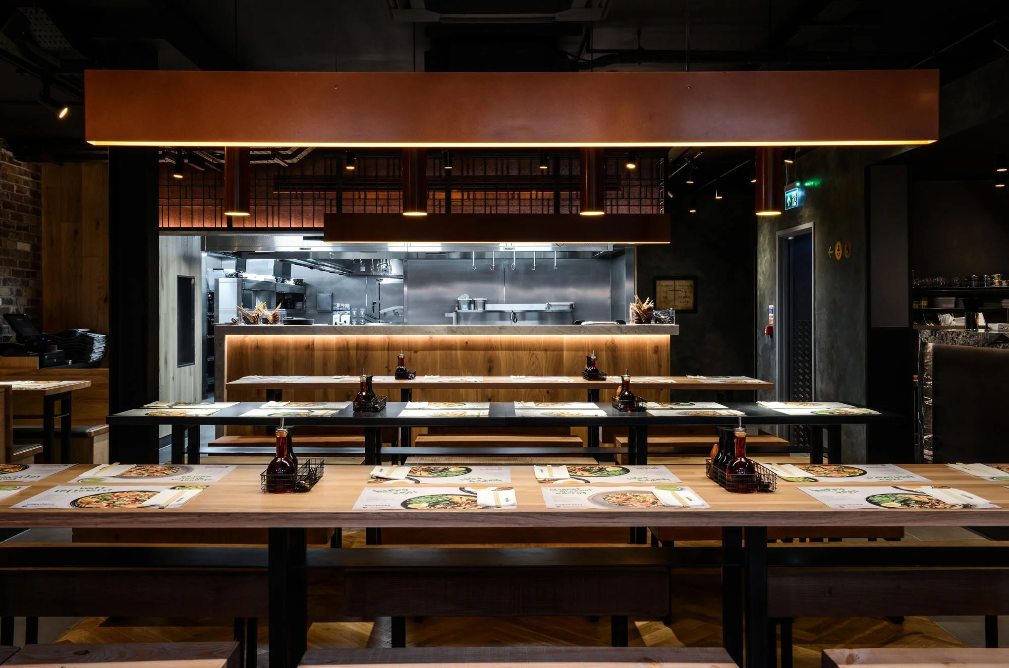 Wagamama restaurant kitchen wide view - project management, quantity surveying and cdm services