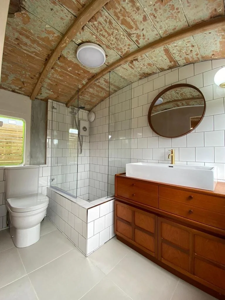 Bronte Railway Carriage holiday rental bathroom - project management, quantity surveying and cdm services