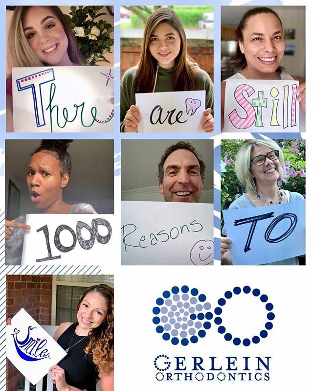 There are still 1000 reasons to smile! A message from our family to yours 😁💙🦷
.
.
.
.
#gerleinorthodontics #gerleinortho #gohappy #golove #gosmile #chevychase #stayhome #westillcare #weareinthistogether #smile #chevychasemd
