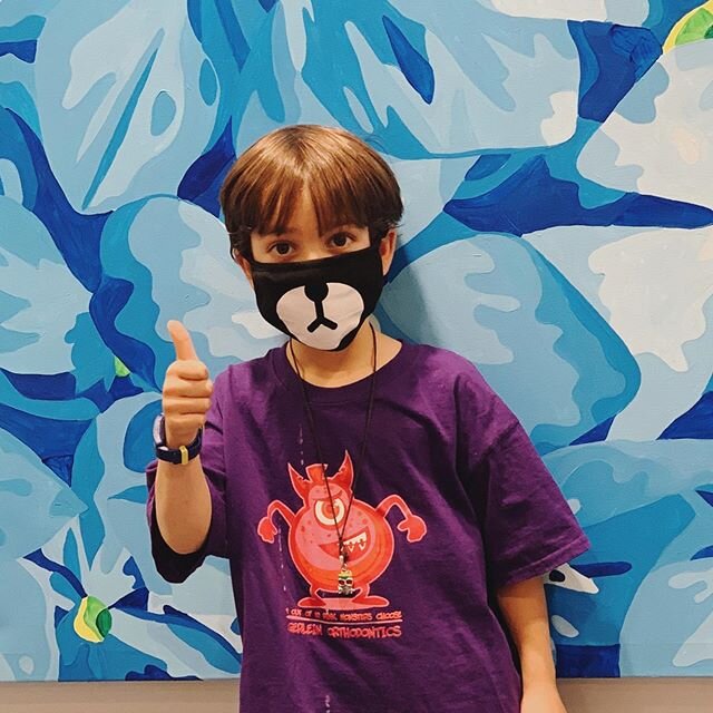 Check out our patient&rsquo;s cool mask! It goes perfect with his Gerlein&rsquo;s T-shirt 💙👍🦷