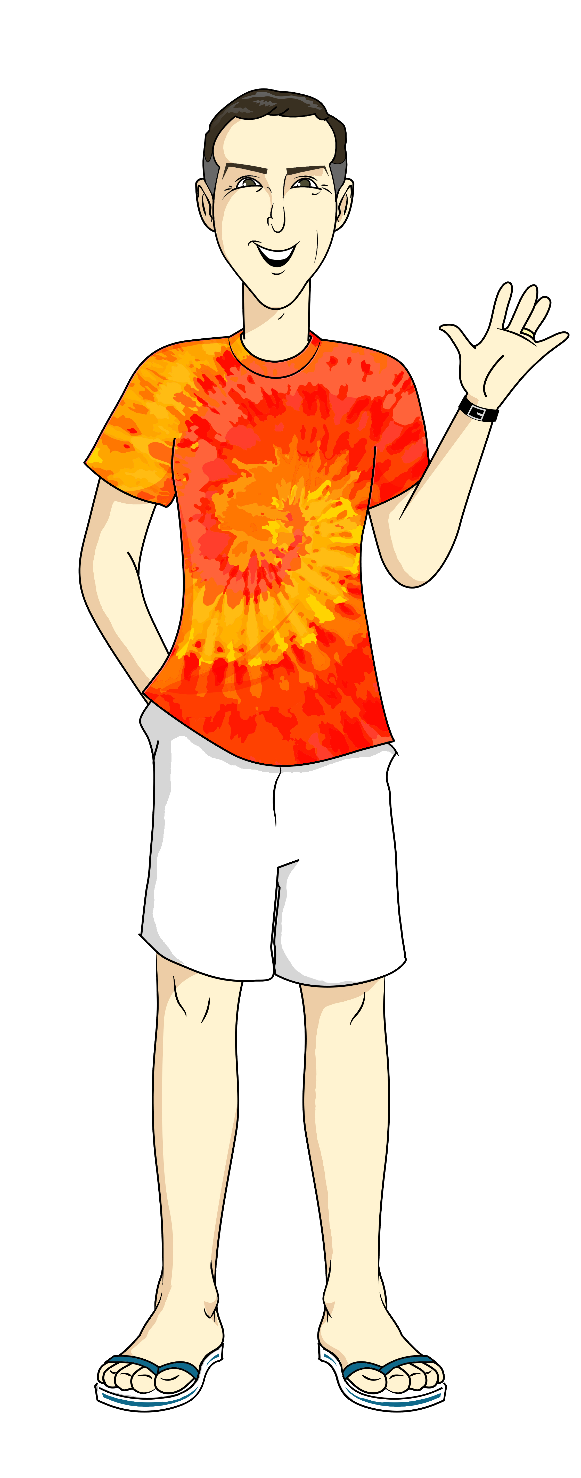 Dr. G orange Tie Dye Caricature