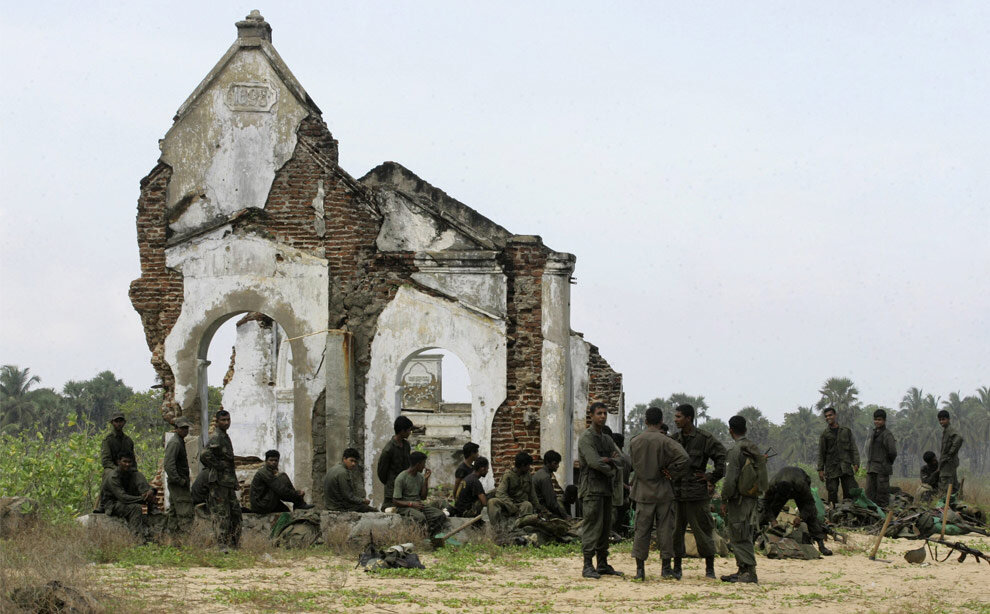 Image by Gemunu Amarasinghe of war torn church in Sri Lanka.