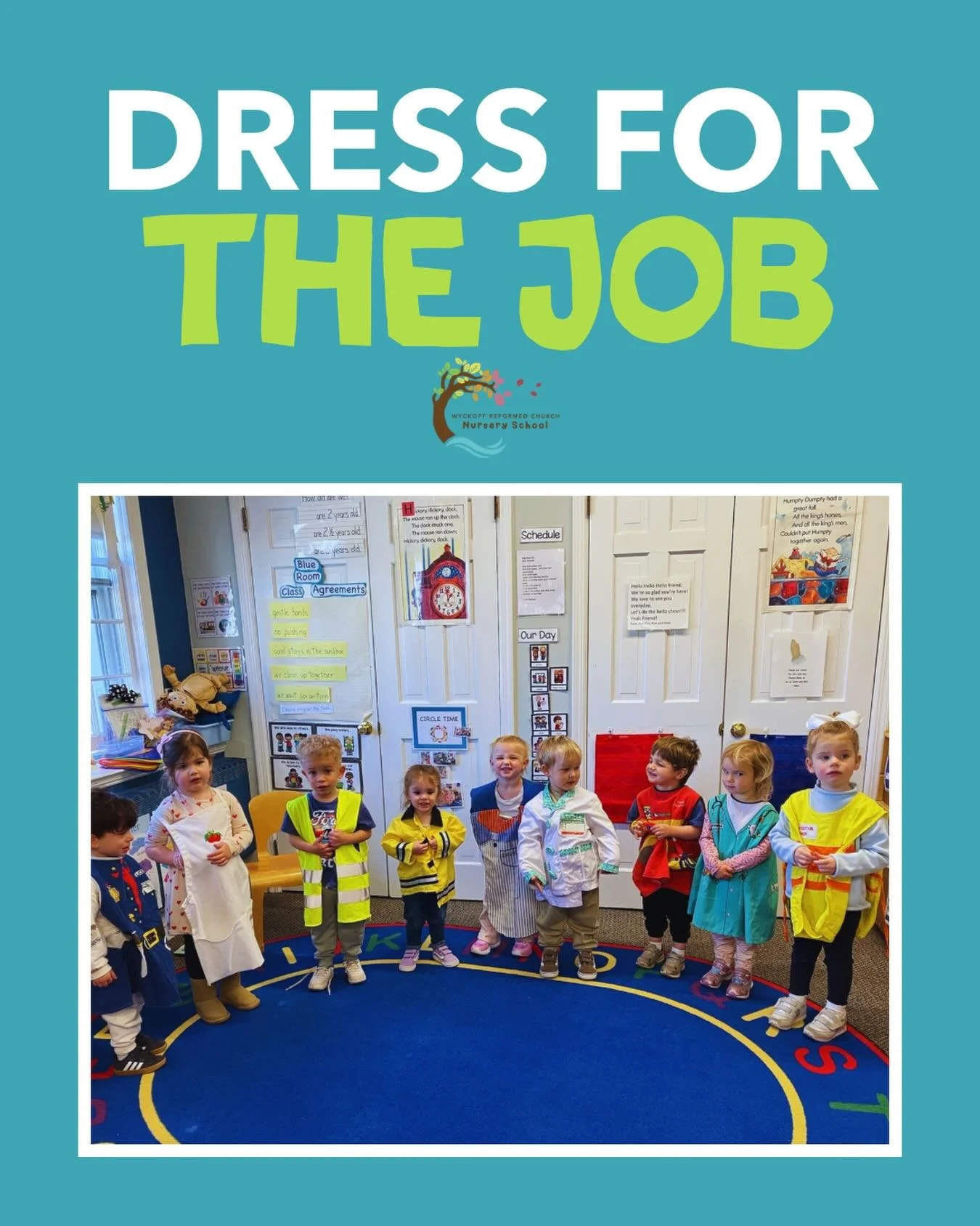 The Blue Room Tots have been exploring the world of clothing! As we head back to school (and work!) after spring break, we wanted to share that these friends learned about the different uniforms people wear to work and how they help us recognize impo