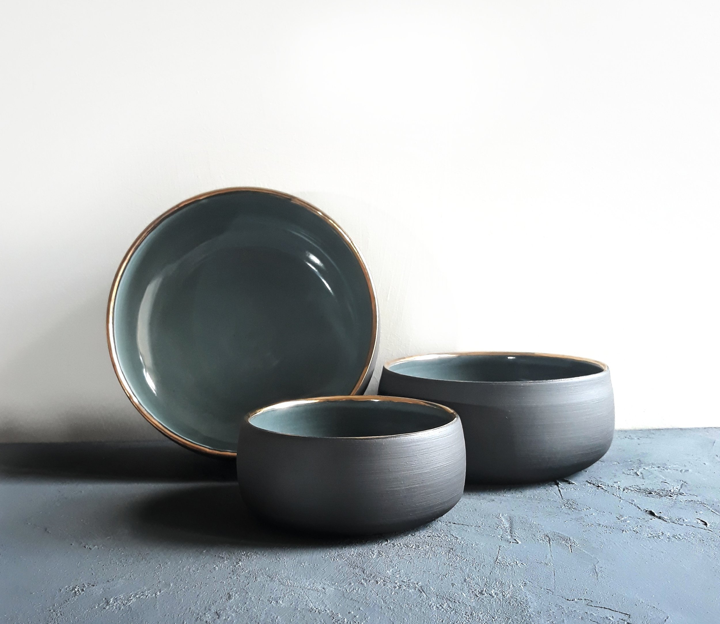 Aisling McElwain Ceramics Slate and gold bowls