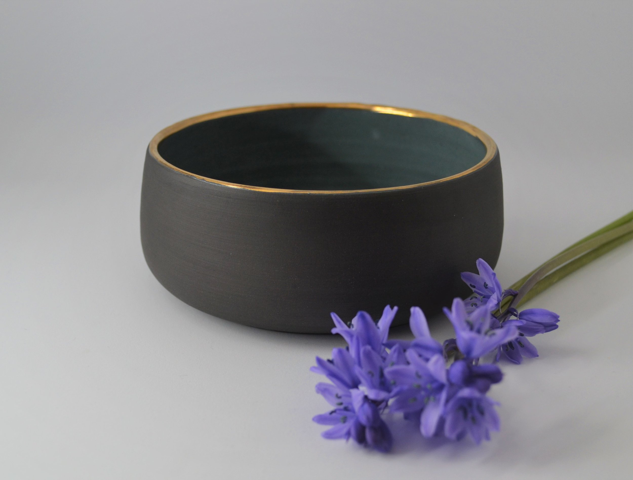 Aisling McElwain Ceramics Slate bowl with gold trim