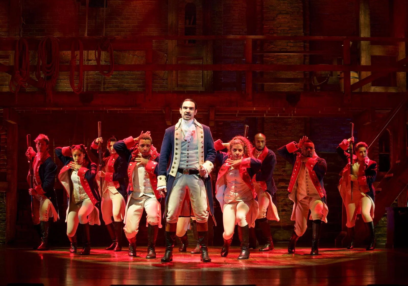 A scene from the current Broadway production of "Hamilton." Photo by Joan Marcus.