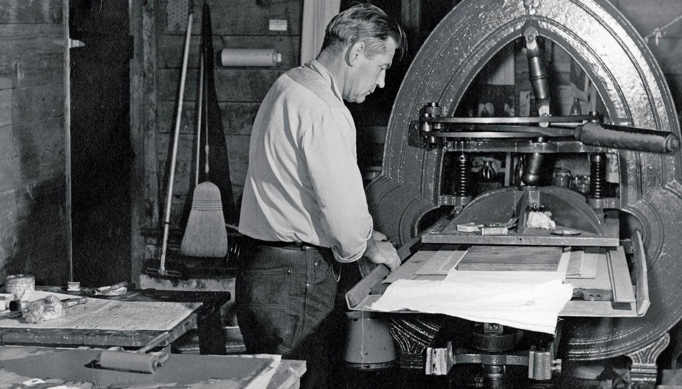 Eino Natti with his Acorn Press