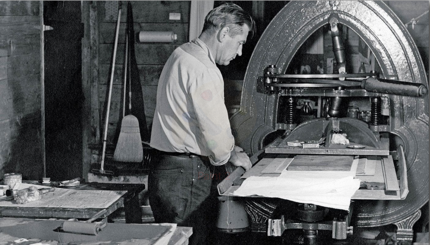 Eino Natti with his Acorn Press