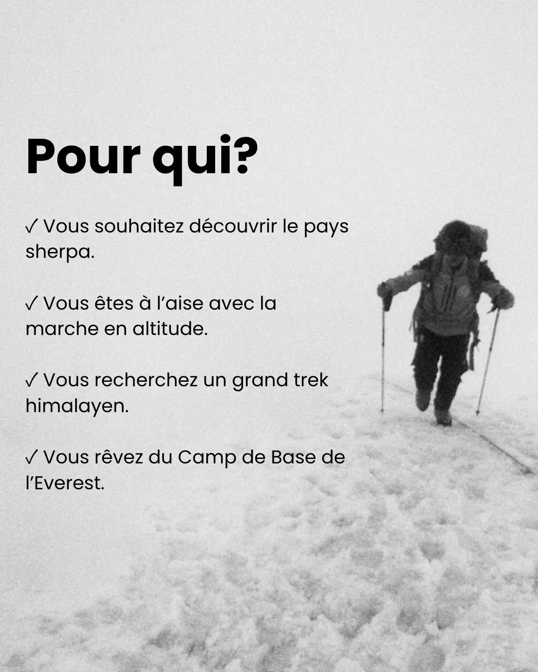 encadré expliquant à qui se destine le trek du camp de base de l'everest