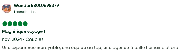 capture d'écran de trip advisor ventant le voyage avec nomads land.