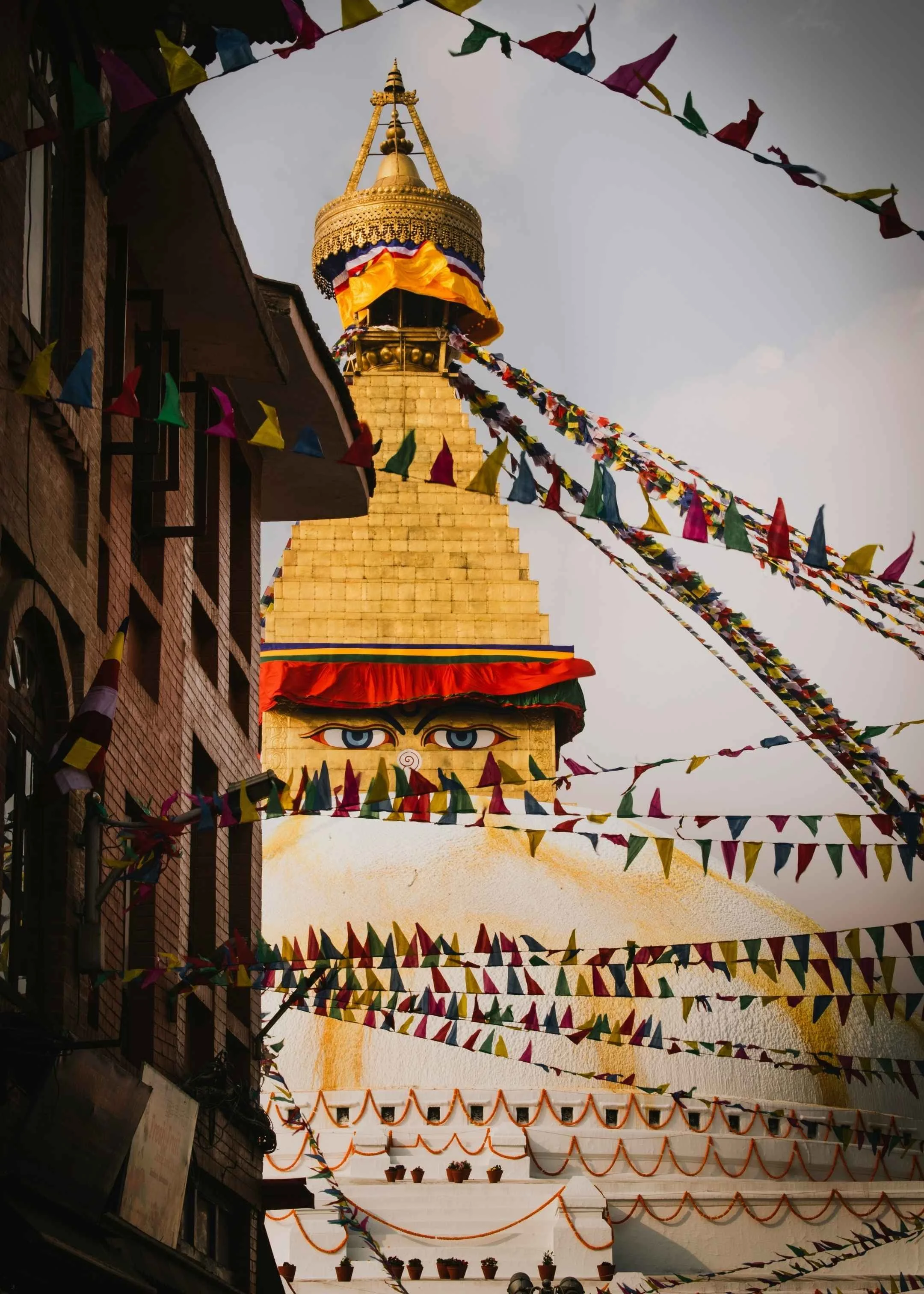 stupa de bodnath à kathmandu, lors du retour de l'itinéraire du pike peak