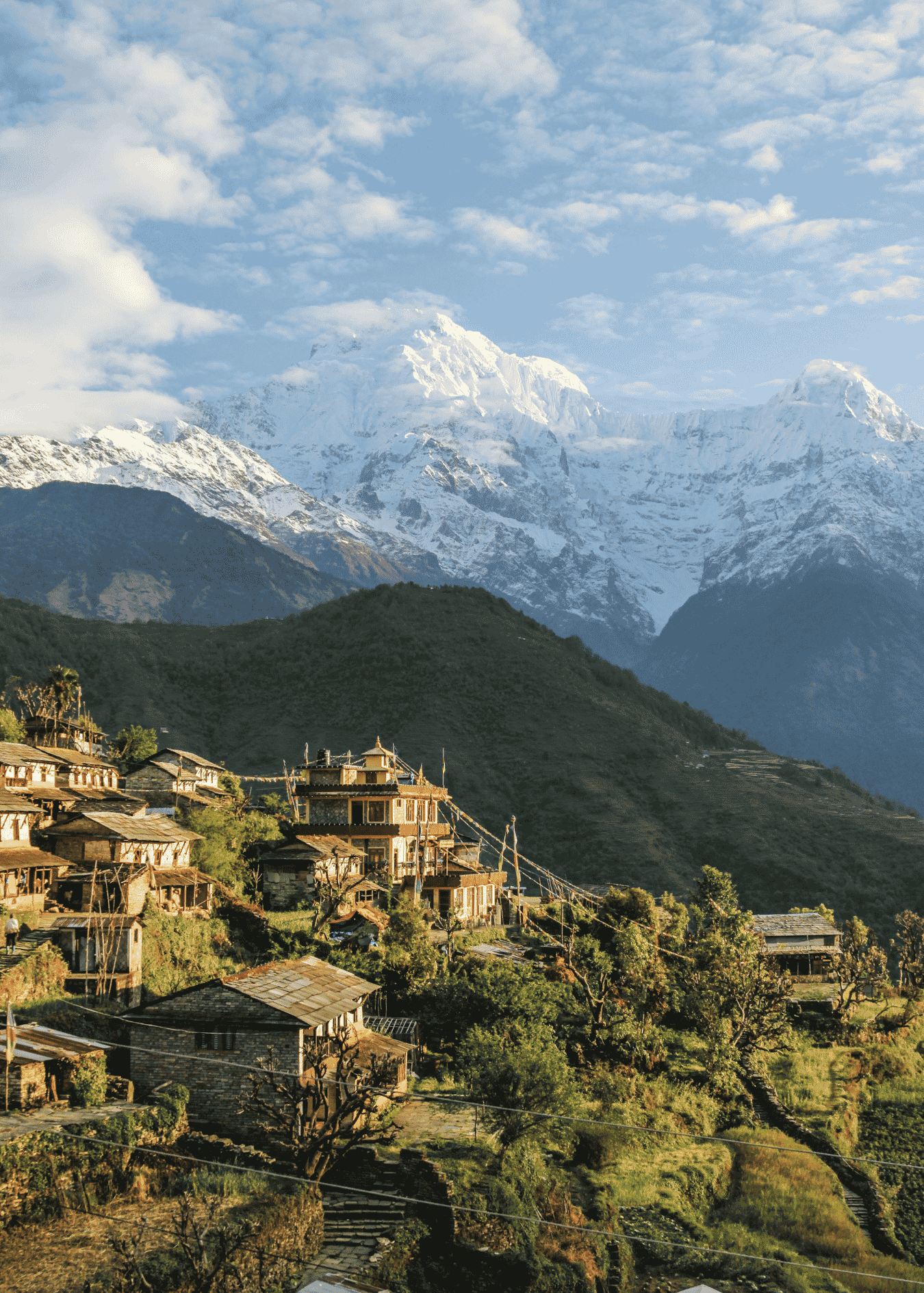 village de gandruk, sur la route du trek du camp de base de l'annapurna au Népal