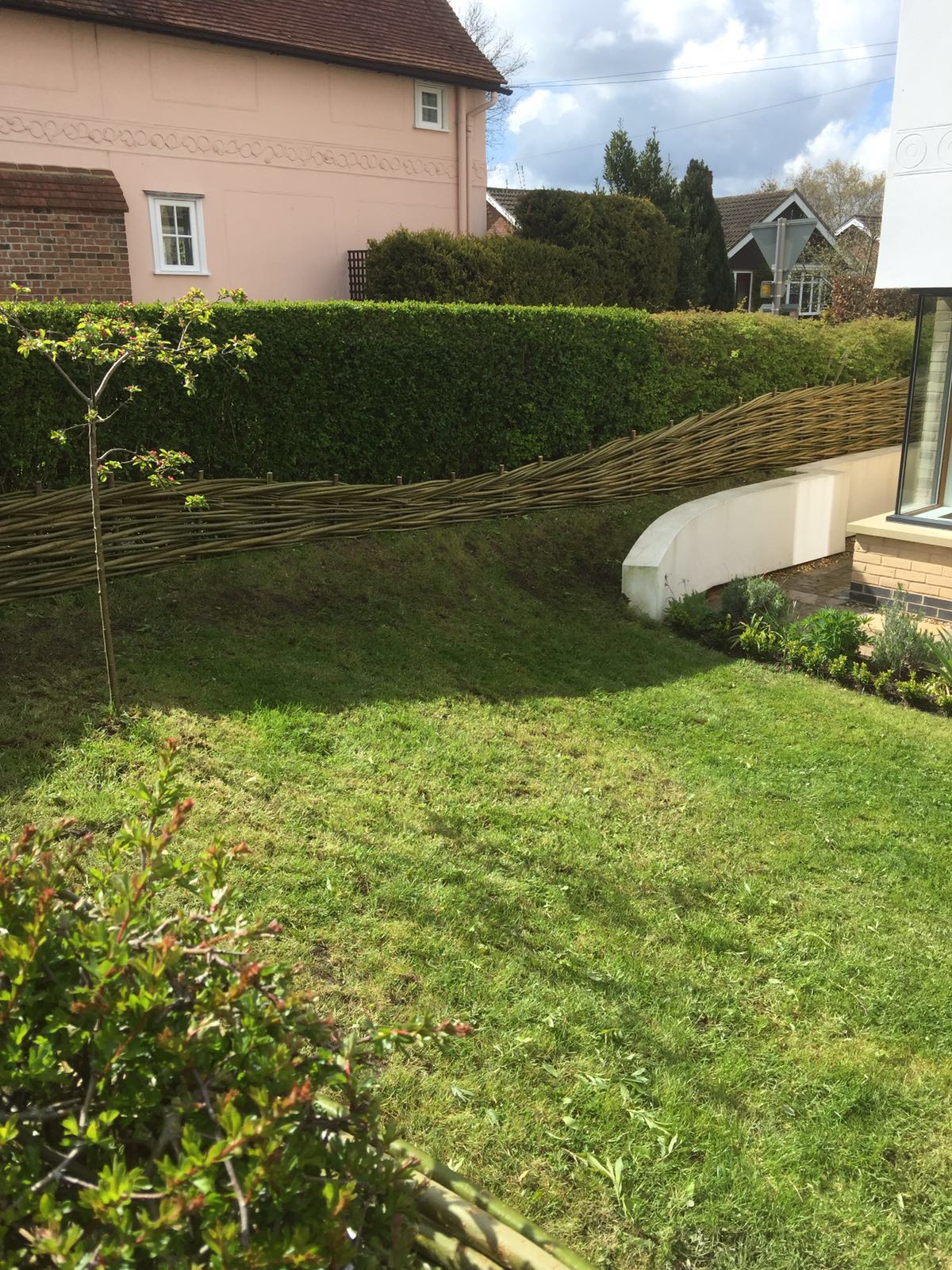 Gradual sloping willow fence