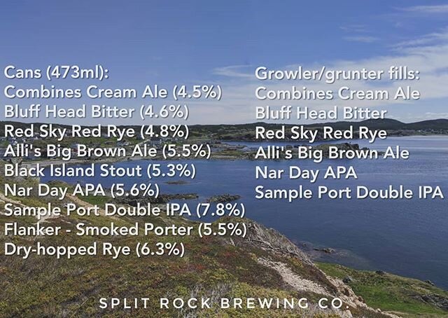 What a day for a beer! 🍻 Here's our current list of available brews. We're open 12-5pm for beer take-away. 
#narday #twillingate #nlcraftbeer
