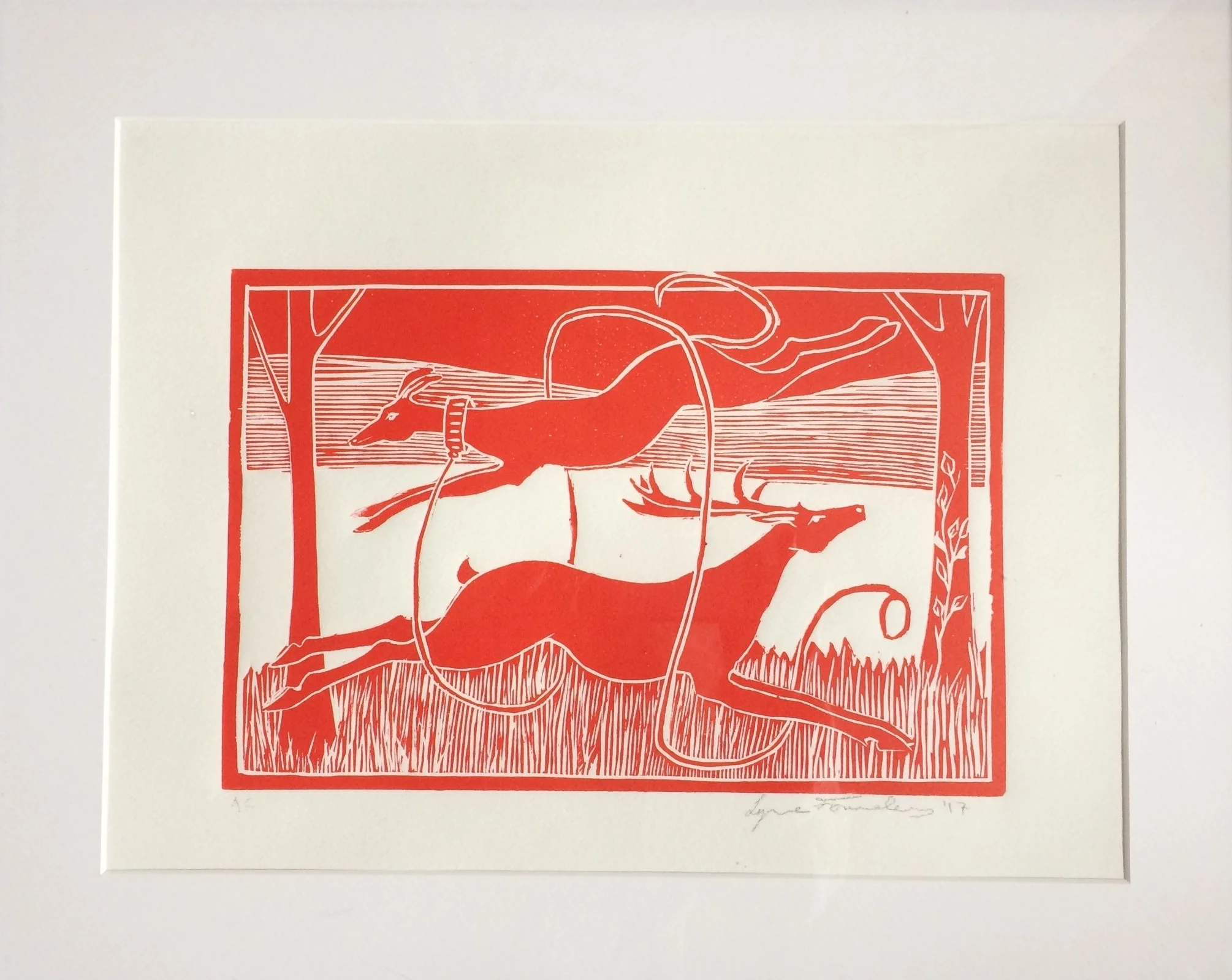 Leaping Stag and Hound