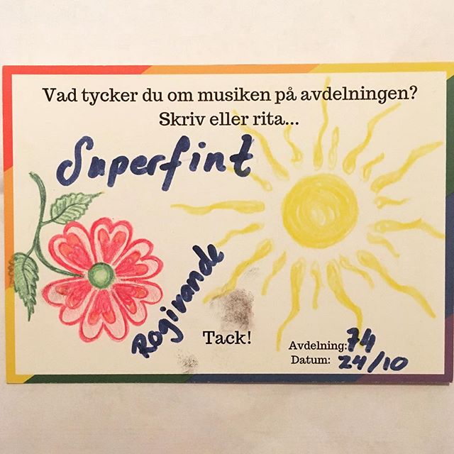 Konstverk p&aring; v&aring;ra utv&auml;rderingskort! 😃🌸☀️🌸☀️🌸☀️🌸☀️😃 #musikochhalsa #musicforhealth #kulturochh&auml;lsa #music #barn #s&ouml;s #sachsskabarnochungdomssjukhuset #s&ouml;dermalm #stockholm #kulturiv&aring;rden
#musikiv&aring;rden 