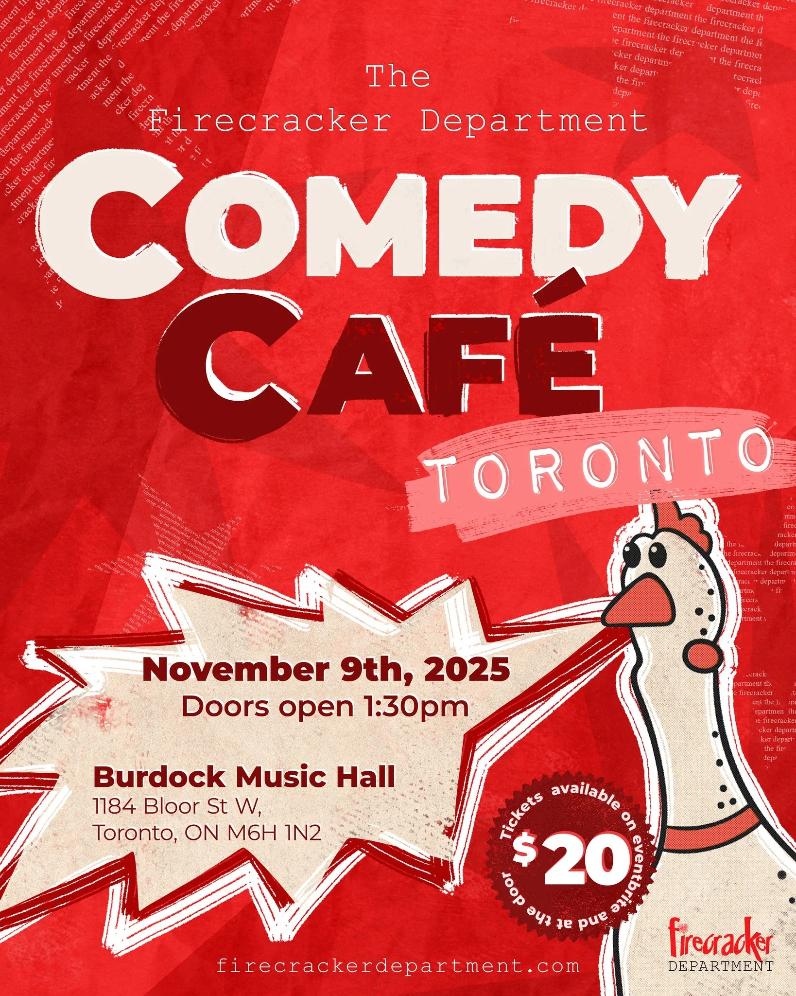 Mark your calendars! The Firecracker Dept Comedy Caf&eacute; is back November 9th at Burdock Music Hall 🎤

@cbartelse  and @funnystephmclarty  are bringing you another afternoon of Firecracker fun &mdash; new comics, fresh laughs, and that one-of-a-