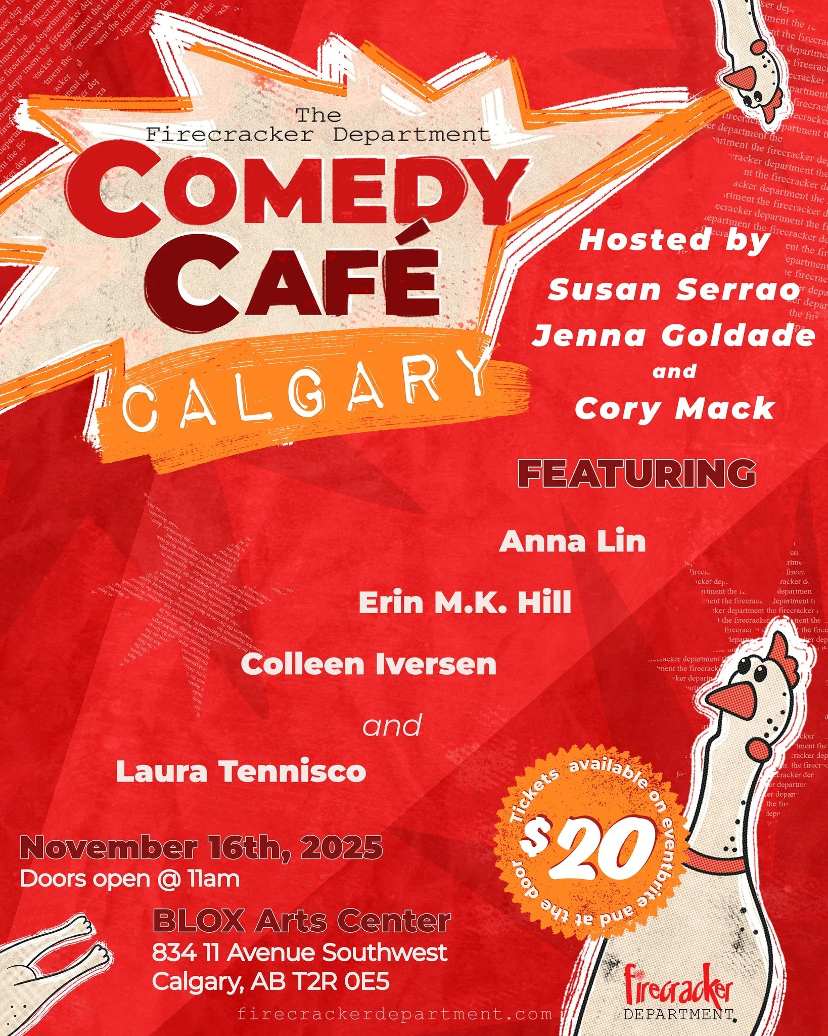 Hey Calgary &mdash; we&rsquo;ve missed you! 💥

It&rsquo;s our first time getting the Firecracker crew back together since that fantastic brunch last month, and we&rsquo;re ready to keep the good vibes (and belly laughs) going.

Join us November 16 a