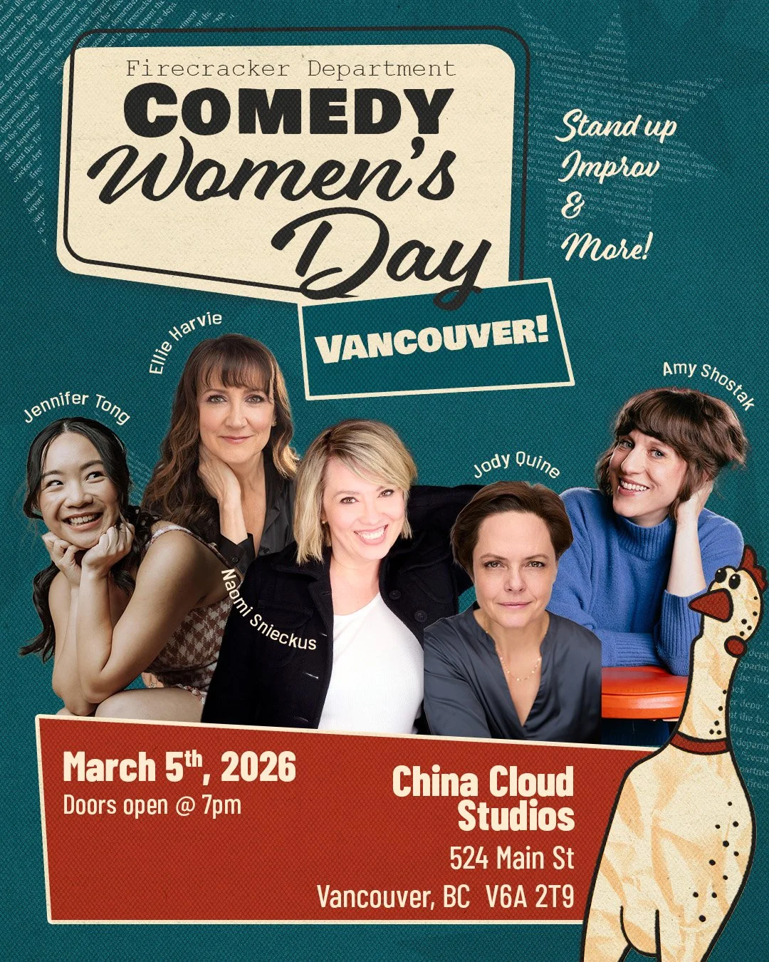 🚨 VANCOUVER. COMEDY. WEDNESDAY. 🚨
📍 China Cloud Studios
🗓️ March 5
🚪 Doors 7:00PM | 🎤 Show 7:30PM

We&rsquo;re celebrating International Women&rsquo;s Day the only way we know how: by putting a bunch of hilarious women on stage and seeing what 