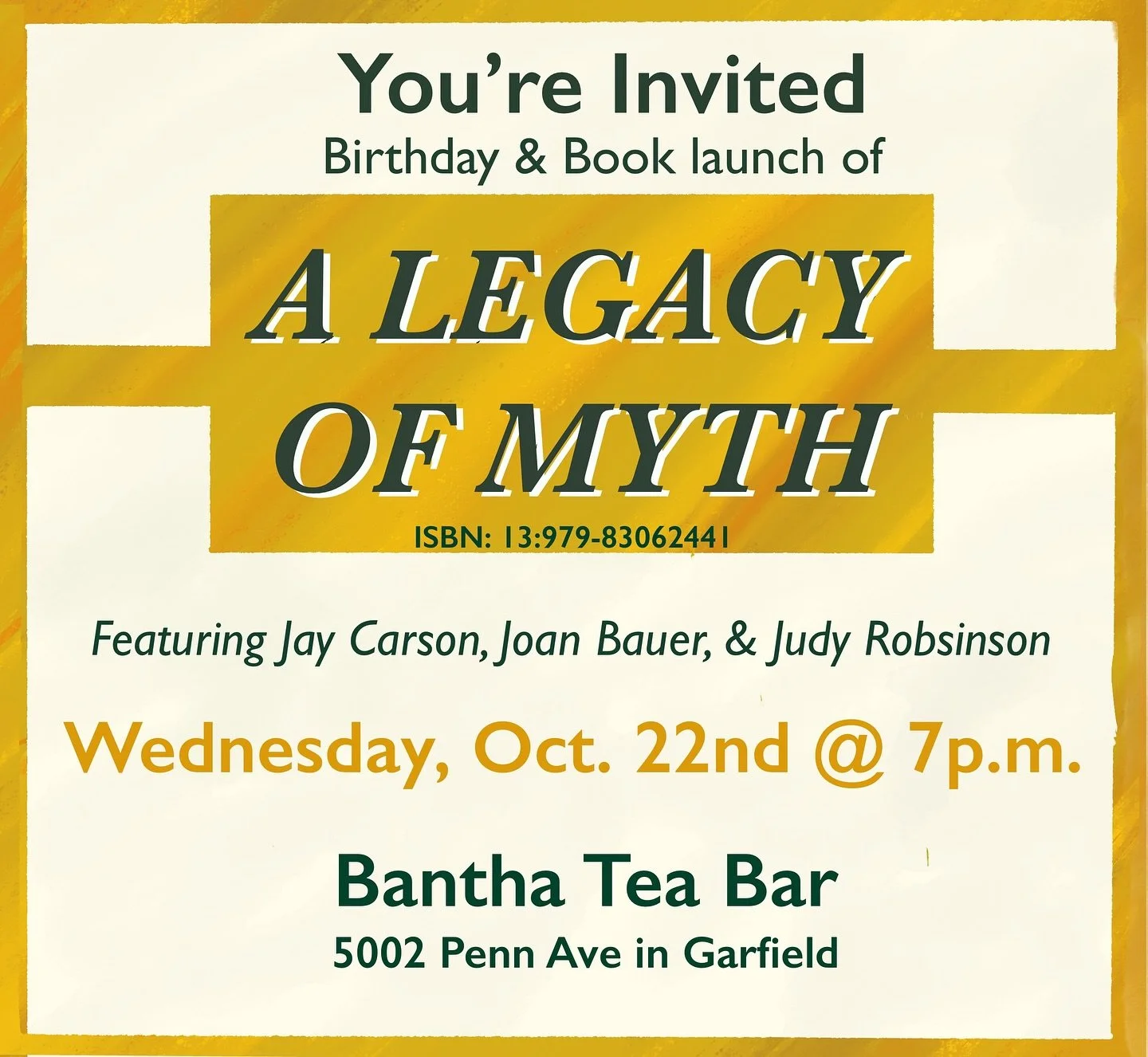 Poetry and book launch happening tomorrow! 7 pm. Featuring Jay Carson, Joan Bauer, and Judy Robinson. Free entry ☺️