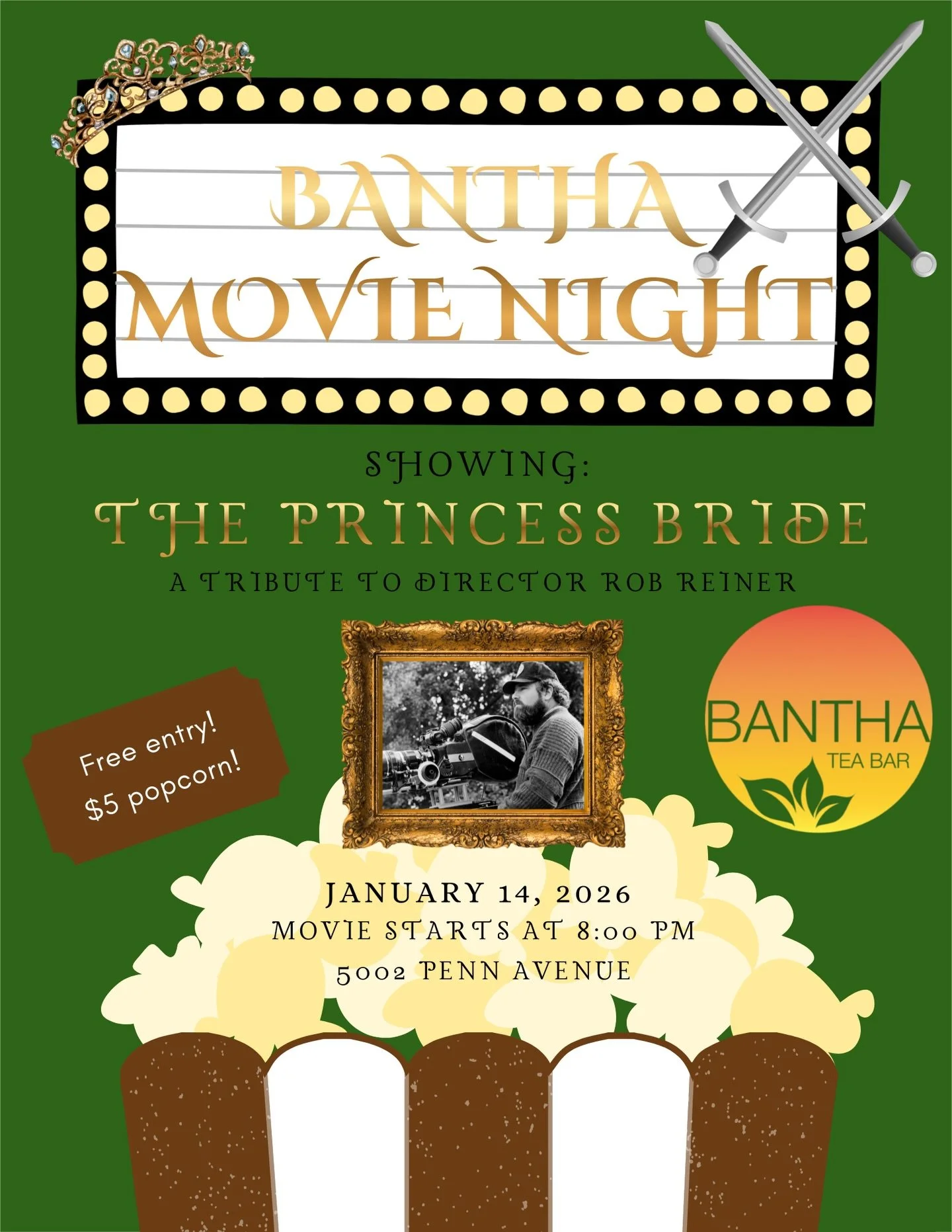 January Bantha Movie Night 💕🍿🌟 this month is a tribute to director Rob Reiner

The votes are in and this time we had a pretty clear winner: The Princess Bride! 👑⚔️

Join us on January 14 at 8 PM. We&rsquo;ll be watching the movie on our projector