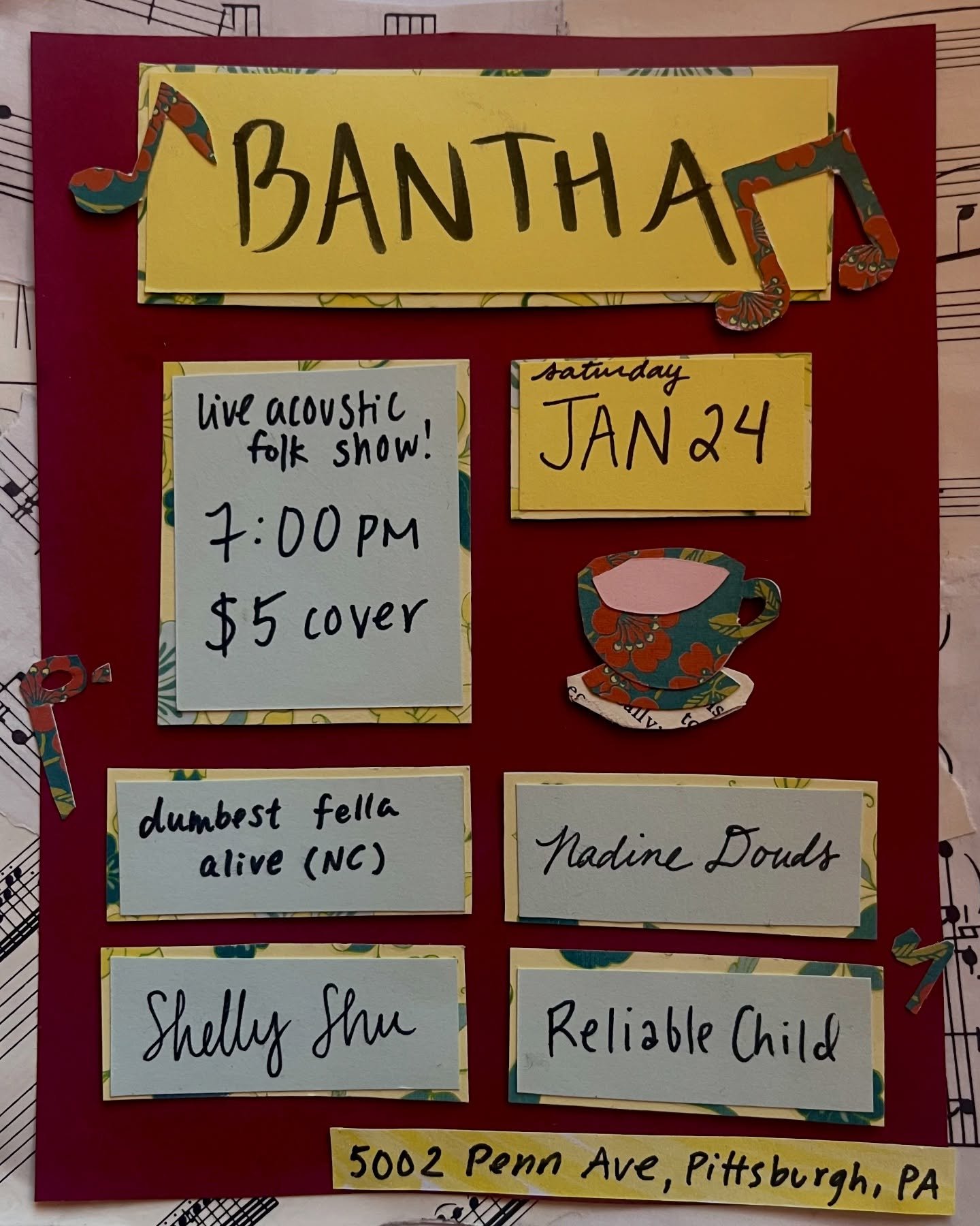 Saturday, Jan 24 - Catch a live acoustic folk show feauturing: @dumbest.fella.alive, @shellyshu1222, @doudsnjoy, &amp; @reliable_child 🎶☕️

🕰️ 7 PM start 
🎟️ $5 cover