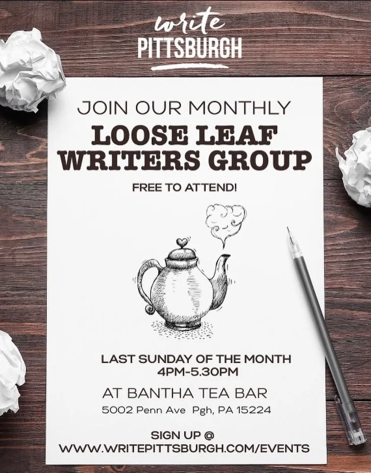 Loose Leaf Writers Group 📝✍️ by @writepittsburgh - next meeting March 29th at 4 PM! 

Link in bio to register 🔗 enjoy a cozy tea while you write ☕️
