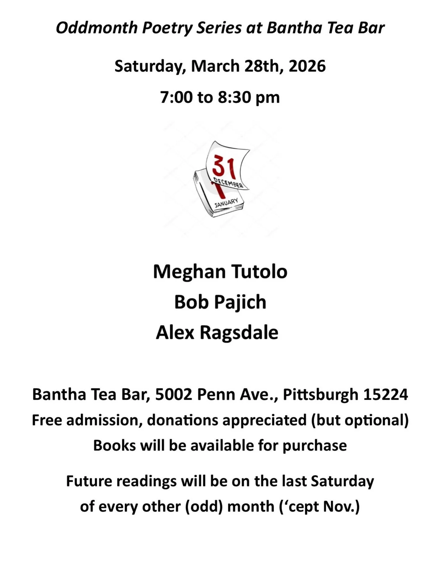 Oddmonth Poetry Series 🗣️ March 28th 7 PM