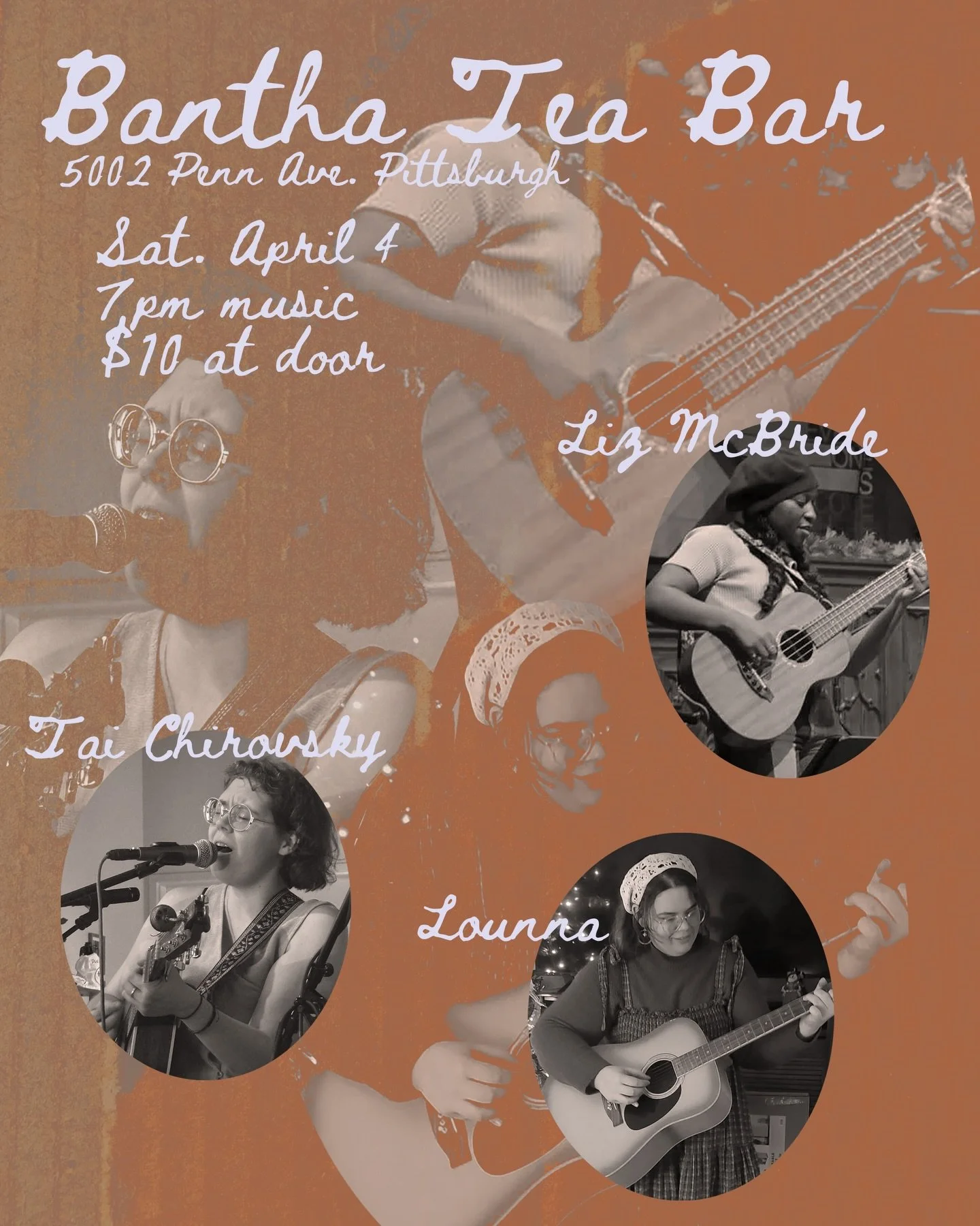 APRIL 4th - Lounna (@lounnamusic) Liz McBride (@lyzbat1992) and Tai Chirovsky (@taichirovsky)

⏰ 7 PM start 
🎟️ $10 at the door