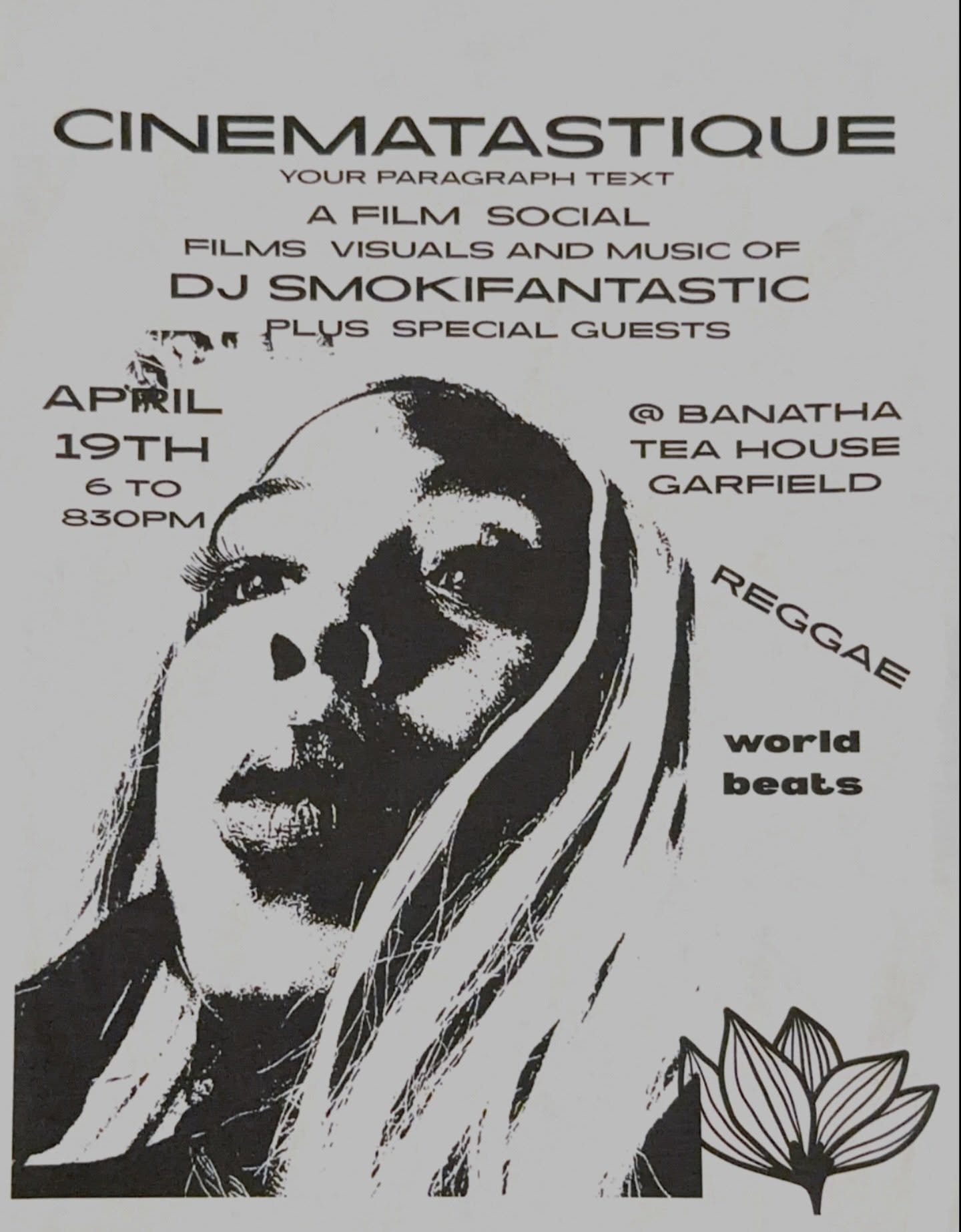 April 19th 6-8:30 PM - CINEMATASTIQUE - a film social by @dressedtothe9scouture w/ films and visuals by DJ Smokifantastic plus speacial guests