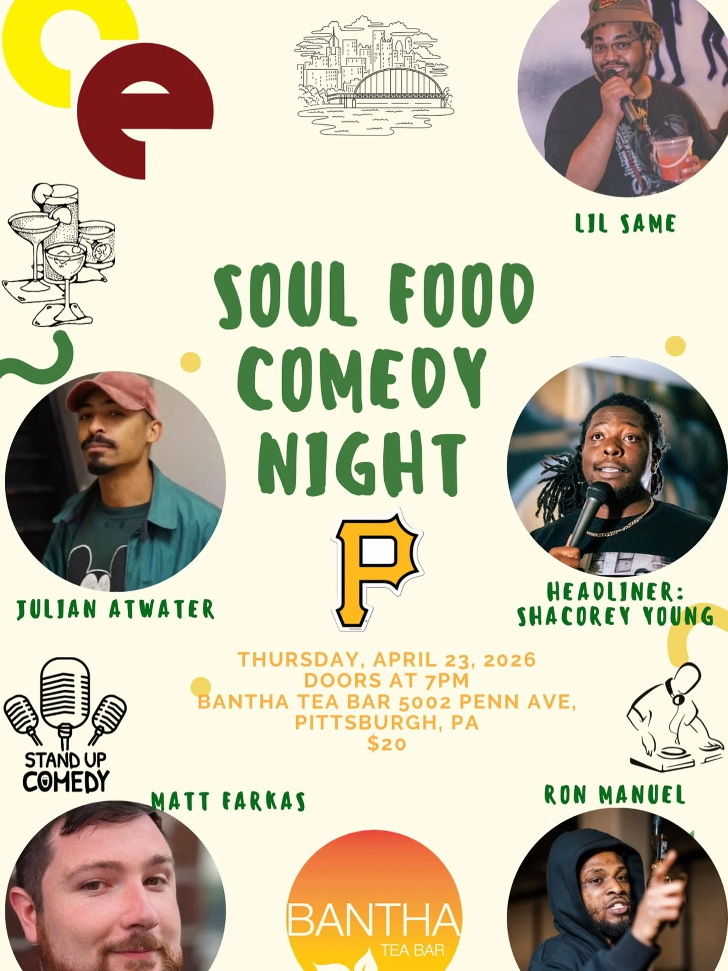 Thursday, April 23 - SOUL FOOD COMEDY NIGHT 🗣️ with @coreytheevoice 

Doors at 7 PM, $20