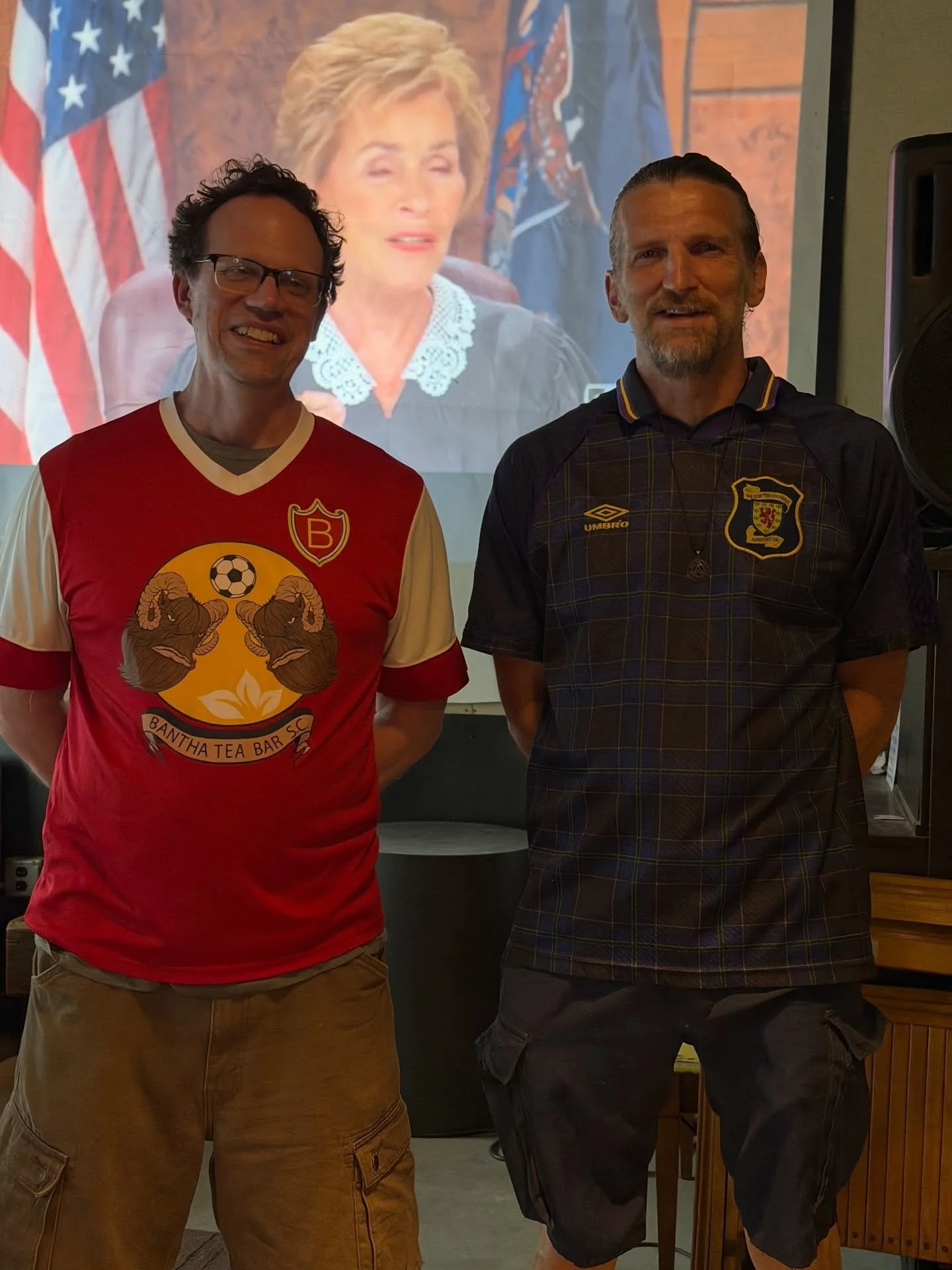 Watch the World Cup w Jack &amp; Brett 😄  we&rsquo;re showing every World Cup game in bantha on our projector (currently showing judge Judy) for the rest of the tournament ⚽️⚽️⚽️ 

bantha open til 10 tonight!