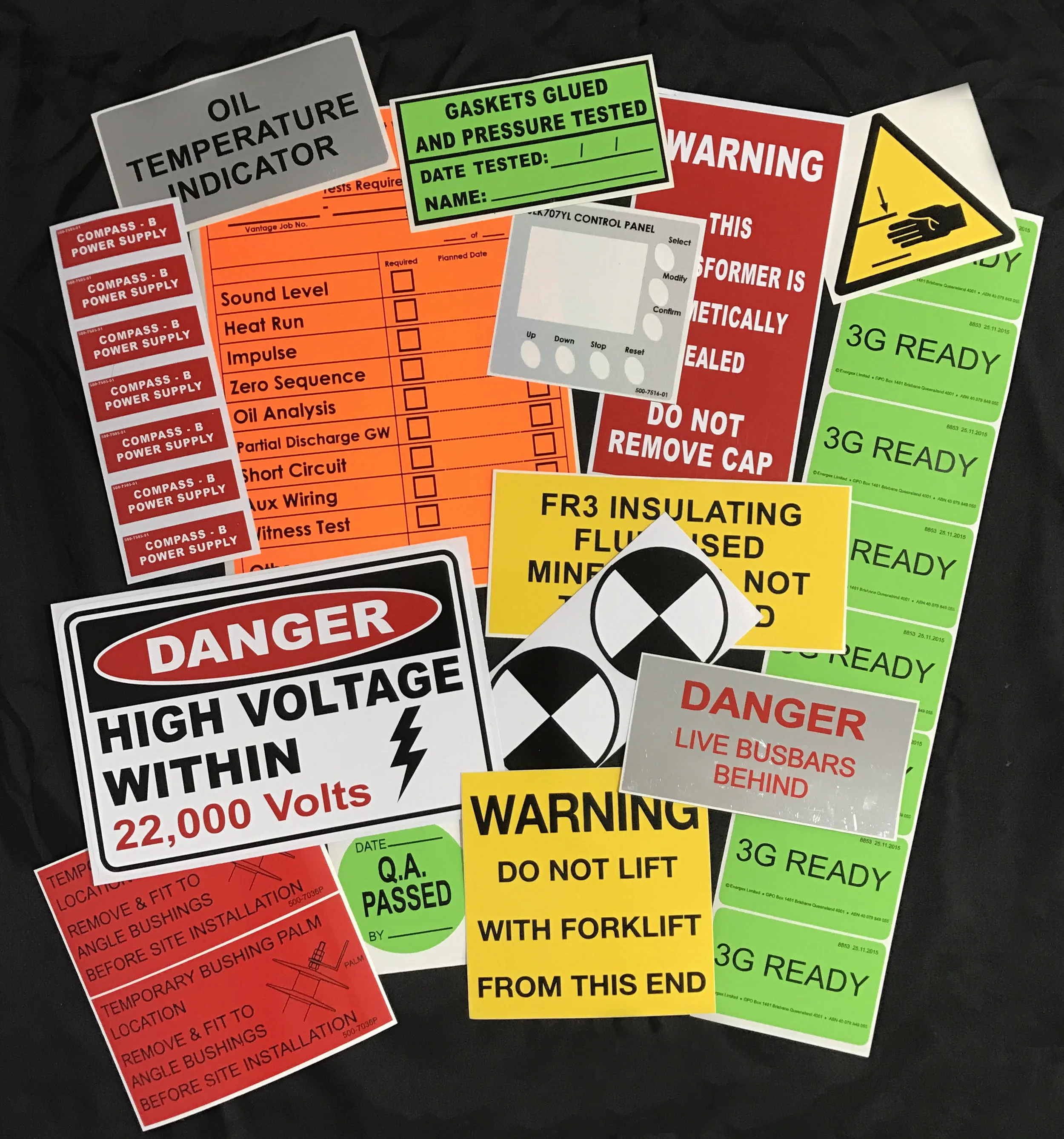 Labels, Stickers, Decals. Printed
