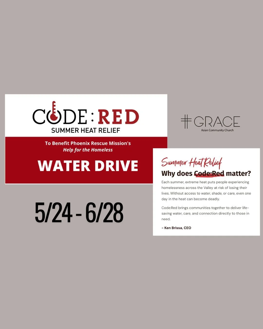 Code Red Water Drive (5/24-6/28)