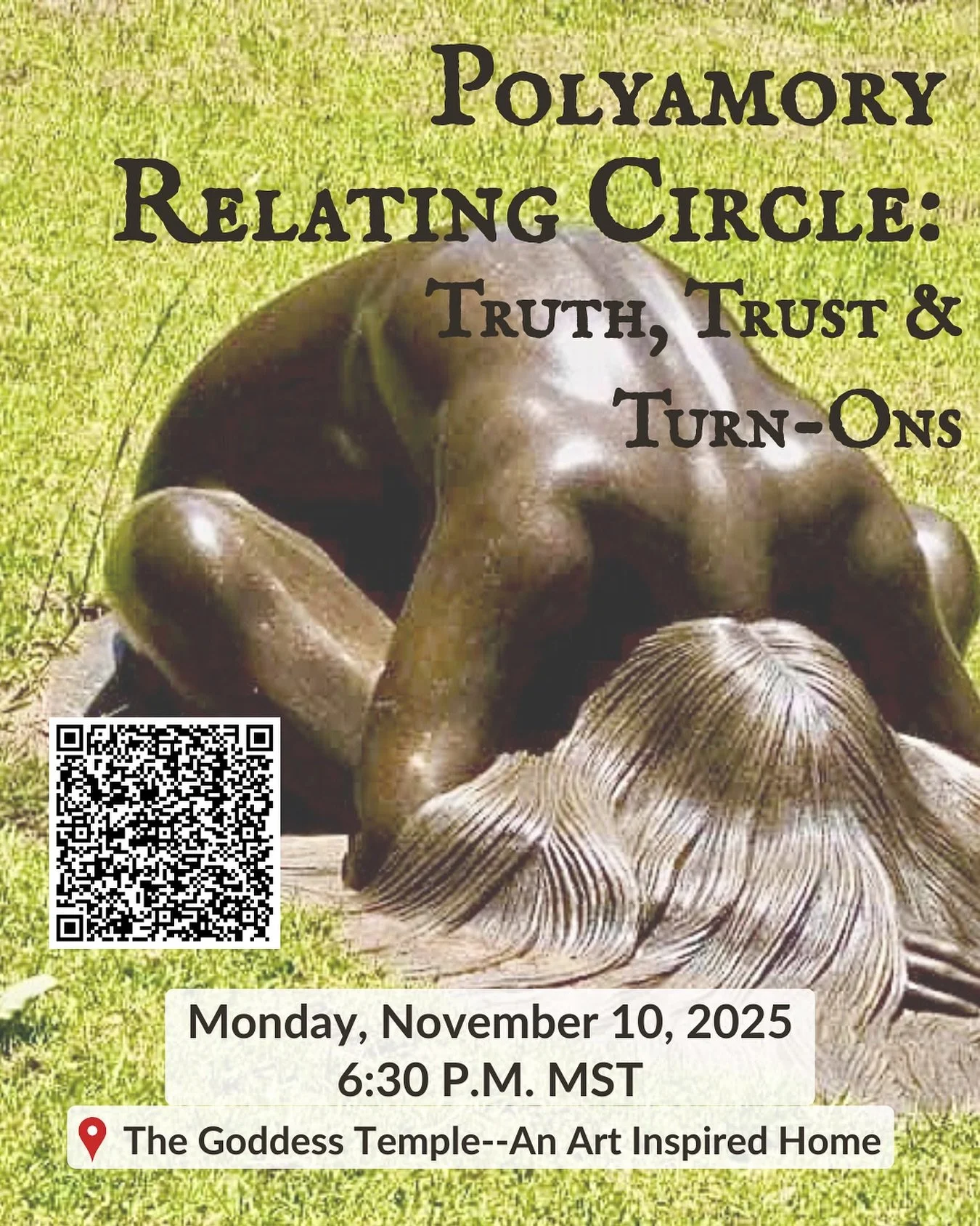 Bring your fears, curiosity, questions and frustrations. Leave with real-life insights on how to navigate this newfound path to freedom.
&mdash;Opening your heart, but pulling out your hair along the way?
&mdash;Afraid to meet your partner&rsquo;s ne